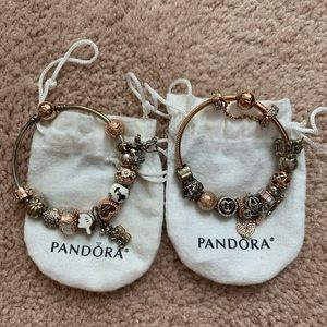 Silver & Rose gold Pandora bracelets.